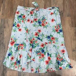 NWT Meg & Margot Floral & Stripe Ruffle Skirt.  Size Large.
